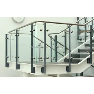 制造商安全玻璃栏杆系统固体设计铁楼梯栏杆栏杆