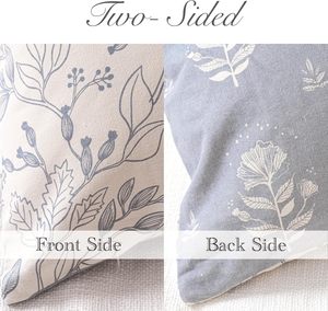 Coastal Blue Farmhouse Decorative Throw <strong>Pillow</strong> Cover <strong>Double</strong> Side Printed Cotton Throw <strong>Pillow</strong> Covers White Flower Cushion Covers - Product Image 2