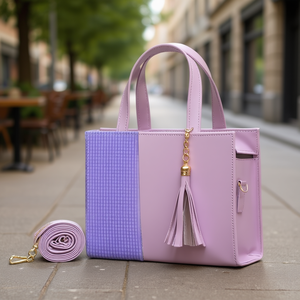 Sac bandoulière lilas pour femme Fana en cuir PU avec poignée unique, fermeture éclair, motif géométrique, élégant pour un usage quotidien - Product Image 2