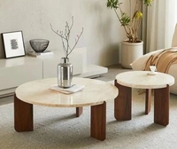 Table basse en bois de luxe moderne de Style nordique côté simple en forme de terrazzo noyer pour salon meubles de maison personnalisables
