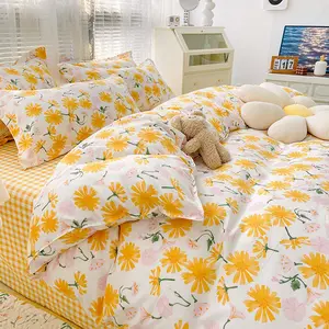 Luxury Bed Sets Bedding Set Polyester Fabric New Spring Design 4 Pcs 40 Plant Modern Custom Printed Bed Sheets Knitted Grade A