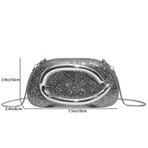 Sac à main de soirée de luxe pour femme, pochette de <span class=keywords><strong>mariage</strong></span> tendance avec poignée métallique, chaînes et décorations en cristal, en polyester imperméable - Product Image 6