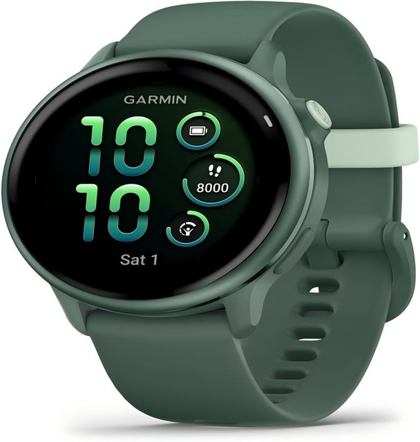 Health and Fitness GPS Smartwatch with AMOLED Display, Up to 11 Days Battery, Metallic Green with Matching Band