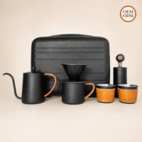 Kit de café portable pour voyage avec moulin, filtre, pot de partage et coffret cadeau pour l'extérieur