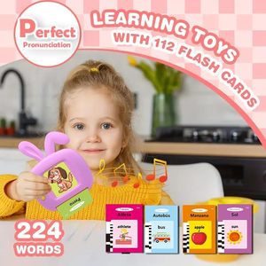 Tarjetas Flash parlantes en portugués e inglés, discurso de bolsillo de 224 palabras para niños pequeños, juguete interactivo de aprendizaje Ideal educativo para niños - Product Image 3