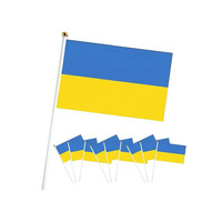 Personnalisé 12x18 Pouces Polyester Bleu Jaune Mini Drapeau National Ukrainien Petit Bâton Drapeau Ukraine À Main
