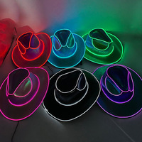 Cappello in Denim LED Luminoso per Feste di Halloween, Effetto Perlescente, Denti di Zucca, Luce LED Arancione, Regolabile