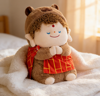 Peluche Capybara Moine Zen Amusant, Jouet en Peluche Kawaii, Peluches Douces et Moelleuses pour Enfants, Cadeau d'Anniversaire en Gros