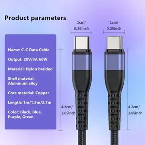 High Quality Durable Phone <b>Cable</b> Data Cord Nylon Wire 60W <b>Cables</b> Fully Compatible Mobile Phone Charging <b>Cables</b> - Product Image 3