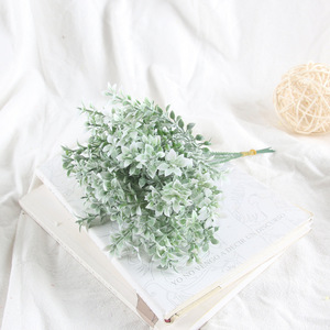Fleur artificielle en soie et plastique, type herbe floquée à tige unique, pour accessoires floraux DIY et décoration, rose et blanc - Product Image 4