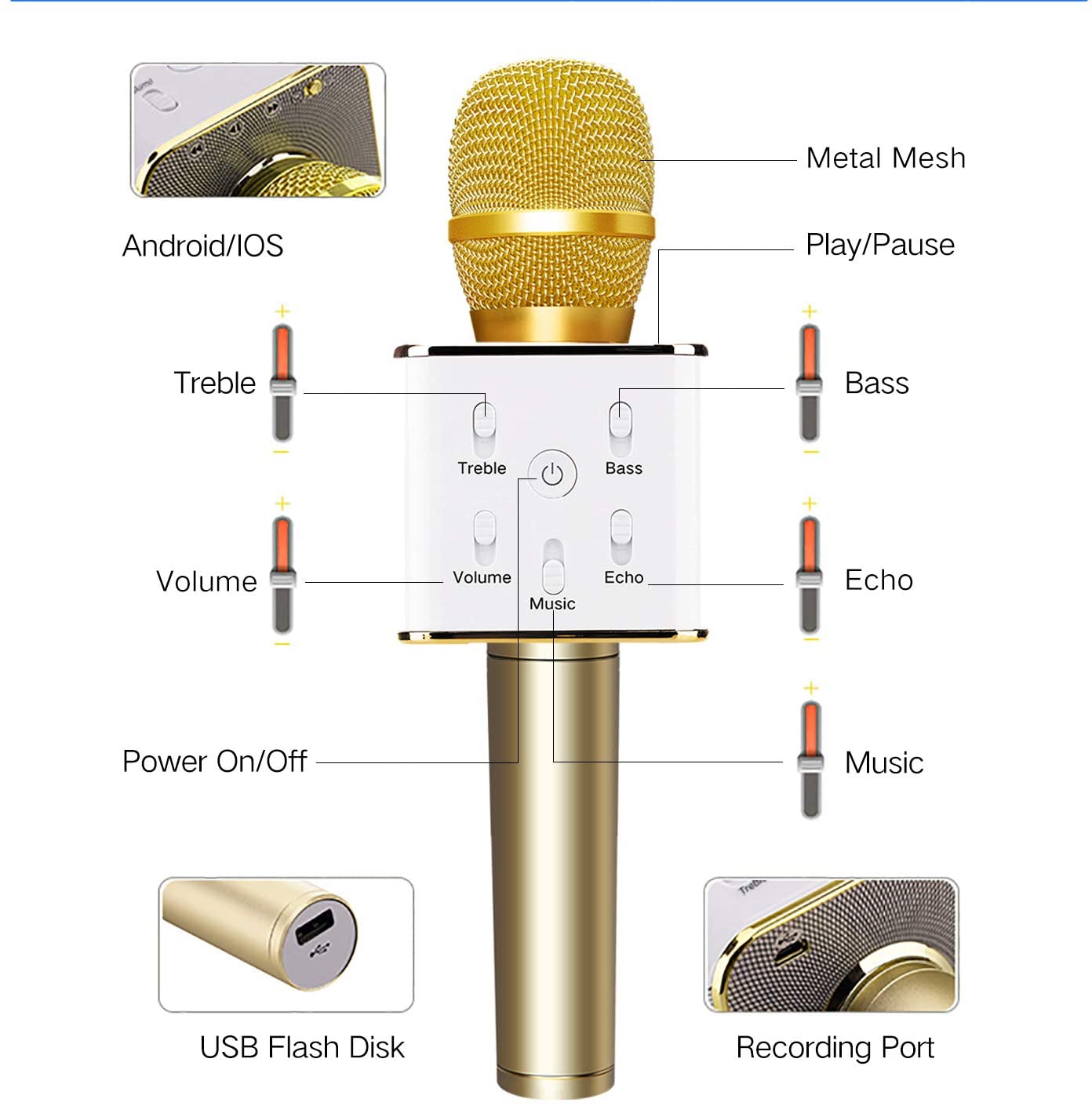 Q7 Microphone - Karaoke with Bluetooth Speaker for Kids