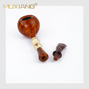 MUXIANG Handmade Bamboo Joint Briar Wood Pipe Free Type Tobacco Pipe For Smoking - Product Image 5
