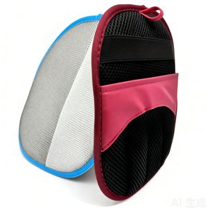 ถุงมือกำจัดขนสัตว์เลี้ยงแบบป้องกันไฟฟ้าสถิต สำหรับสุนัขขนยาว สีฟ้า สีแดงไวน์ รูปทรงโค้ง ทำจากผ้า ใช้สำหรับกรูมมิ่ง - Product Image 1