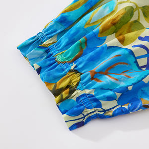 เดรสผ้าฝ้ายพิมพ์ลายดิจิทัลแบบใหม่สำหรับผู้หญิง สไตล์ฤดูร้อน เป็นมิตรกับสิ่งแวดล้อม แขนสั้น คอวี ดีไซน์หรูหรา เหมาะสำหรับใส่ในชีวิตประจำวัน - Product Image 4