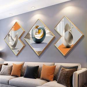 Pintura de decoración del hogar abstracta de lujo personalizada, Tríptico de forma especial, marco de arte de pared, decoración de pared, pintura de porcelana de cristal grande - Product Image 1