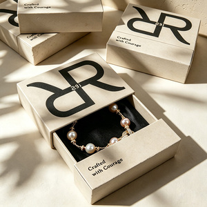 Caja de Joyería de Lujo con Logotipo Personalizado Impreso, Caja Deslizante de Papel para Collar, Pendientes, Anillo, Cristal, Venta al Por Mayor - Product Image 2