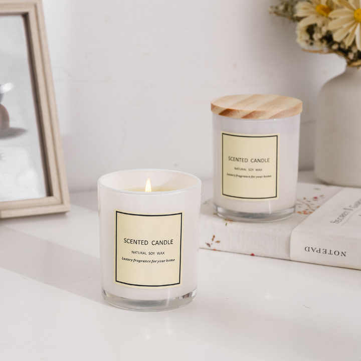 Best Quality Handmade Luxury White Glass Cup Soy Wax Scented Candle ...