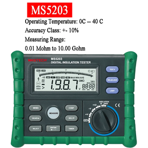 Mastech MS5203 meteran Digital tahan isolasi, meteran Digital Tester impedansi bumi Multimeter Analog Digital Megohmmeter - Product Image 5