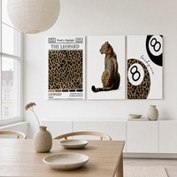 Toile encadrée « Trio de boules de billard Léopard Audacieux 8 » pour importateurs européens de décoration intérieure locale – Achat en gros