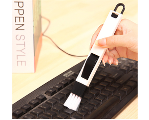 Brosse de nettoyage multifonctionnelle 2-en-1 pour fenêtres, portes et claviers, avec tête en microfibre et manche en plastique - Product Image 3