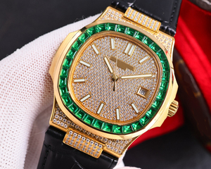 Top-quality <b>men's</b> business watch with full diamonds, <b>ruby</b> <b>ring</b> and moissanite inlay custom logo and designer logo - Product Image 2