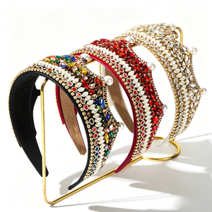 Diadema de Lujo Barroca con Pedrería al por Mayor <span class=keywords><strong>para</strong></span> <span class=keywords><strong>Mujer</strong></span>, Tiara Acolchada de Perlas, Corona con Cuentas de Cristal, <span class=keywords><strong>Accesorios</strong></span> <span class=keywords><strong>para</strong></span> Fiesta - Product Image 1
