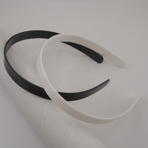 <span class=keywords><strong>Serre</strong></span>-têtes en plastique blanc et noir de 14 mm à surface plate sans dents pour accessoires capillaires DIY pour femmes, cerceaux à cheveux simples - Product Image 1