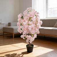 Arbre artificiel réaliste de fleurs de cerisier rose clair, 90 cm (3 pieds), pour décoration intérieure, bureau, maison, mariage, plante en soie