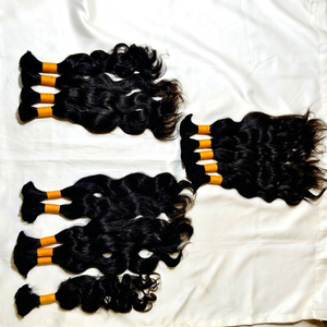 JERRY EXPORTS 100% Pur Non Transformé Brut Vierge Remy Extension de Cheveux Indiens Naturels Ondulés Profonds à Brins Individuels Doublement Tissés à la Machine - Product Image 1