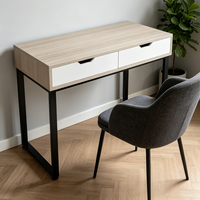 Bureau d'ordinateur ergonomique moderne en bois avec structure métallique et tiroirs de rangement pour la maison, le bureau et l'école
