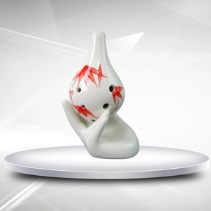 Ocarina chinoise en porcelaine blanche à 6 trous, motif bambou, instrument de musique folklorique, cadeau souvenir, vente en gros - Product Image 3