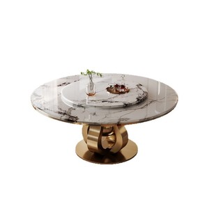 Mesa de Comedor de Mármol Microcristalino, Diseño Minimalista, Giratoria, Sillas de Comedor de Lujo, para Uso Doméstico y en Restaurantes - Product Image 5