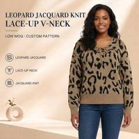 Pull-over femme en maille au design imprimé léopard sauvage, coupe ajustée, avec nœud, idéal pour les rendez-vous hivernaux