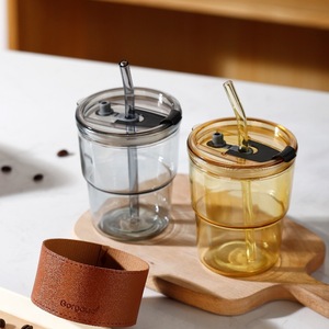 Gorgous Glass <b>Cup</b> <b>With</b> <b>Straw</b> Reusable Travel Drinkware For <b>Coffee</b> Tea Water - Product Image 5