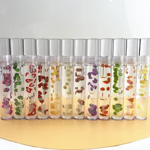 Private Label Clear Lip gloss with Cute Flowers inside strawberry shape lip gloss Moisturizing makeup lip gloss glossy