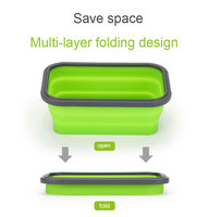 4 In 1 Draagbare Outdoor Opvouwbare Siliconen Lunchbox Set Hittebestendige Voedsel Crisper Opslag Voor Reizen Kantoor Siliconen Doos