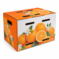 Boîte d'emballage en carton ondulé orange robuste sur mesure, carton d'expédition renforcé ventilé pour agrumes, pour ferme
