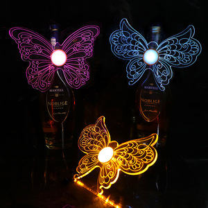 Décoration de bouteille de champagne en forme de papillon lumineux LED, sept couleurs clignotantes, accessoires de fête pour bar KTV, réutilisable - Product Image 2