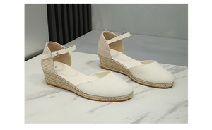 <span class=keywords><strong>5</strong></span> <span class=keywords><strong>cm</strong></span> femmes Espadrilles plate-forme sandales compensées bout fermé plate-forme bride à la cheville décontracté été Espadrilles chaussures à talons - Product Image 5
