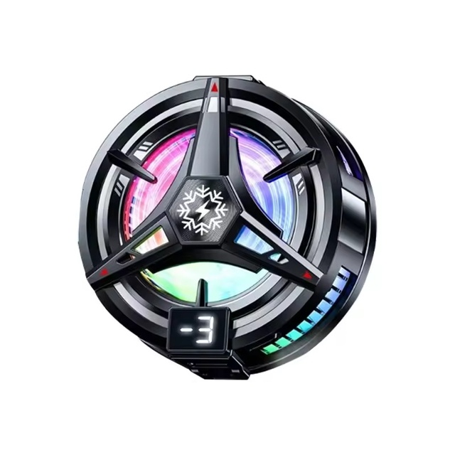 Portable Mobile Phone RGB Cooling Fan Phone Radiator with Temperature Display for Mobile Gaming Tiktok Live Streaming