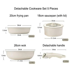 Non Stick Granite Aluminum <b>Cookware</b> <b>Set</b> with Detachable Handle, Stackable Cooking Pots and Pans <b>Set</b> for Kitchen RV Camping - Product Image 2