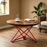 Table basse pliable Jinruishengda avec structure en acier, hauteur réglable, plateau en pierre, surface lisse, design compact pour l'extérieur