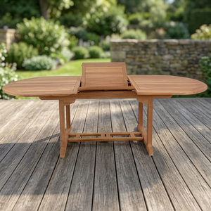 Outdoor Portable <b>Extendable</b> Durable Solid Teak Wood Oval Dining <b>Table</b> Waterproof Eco-Friendly Modern Design for Garden Patio - Product Image 3