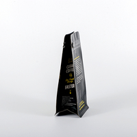 OEM personnalisé vente en gros 12 oz noir mat PET fond plat café et thé sac d'emballage avec fermeture éclair joint pour usage alimentaire