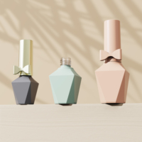 5ml 10ml 15ml Bouteille en verre de vernis à ongles de forme unique Conteneur de gel vide de luxe coloré personnalisé avec bouchon à nœud