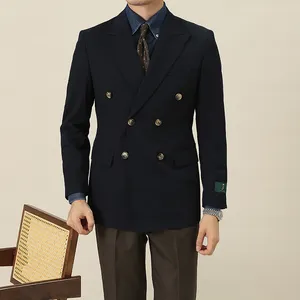 カジュアルヴィンテージ紳士通勤スリムバンプカラースーツジャケット男性ビジネスフォーマルウェアブリティッシュスタイル