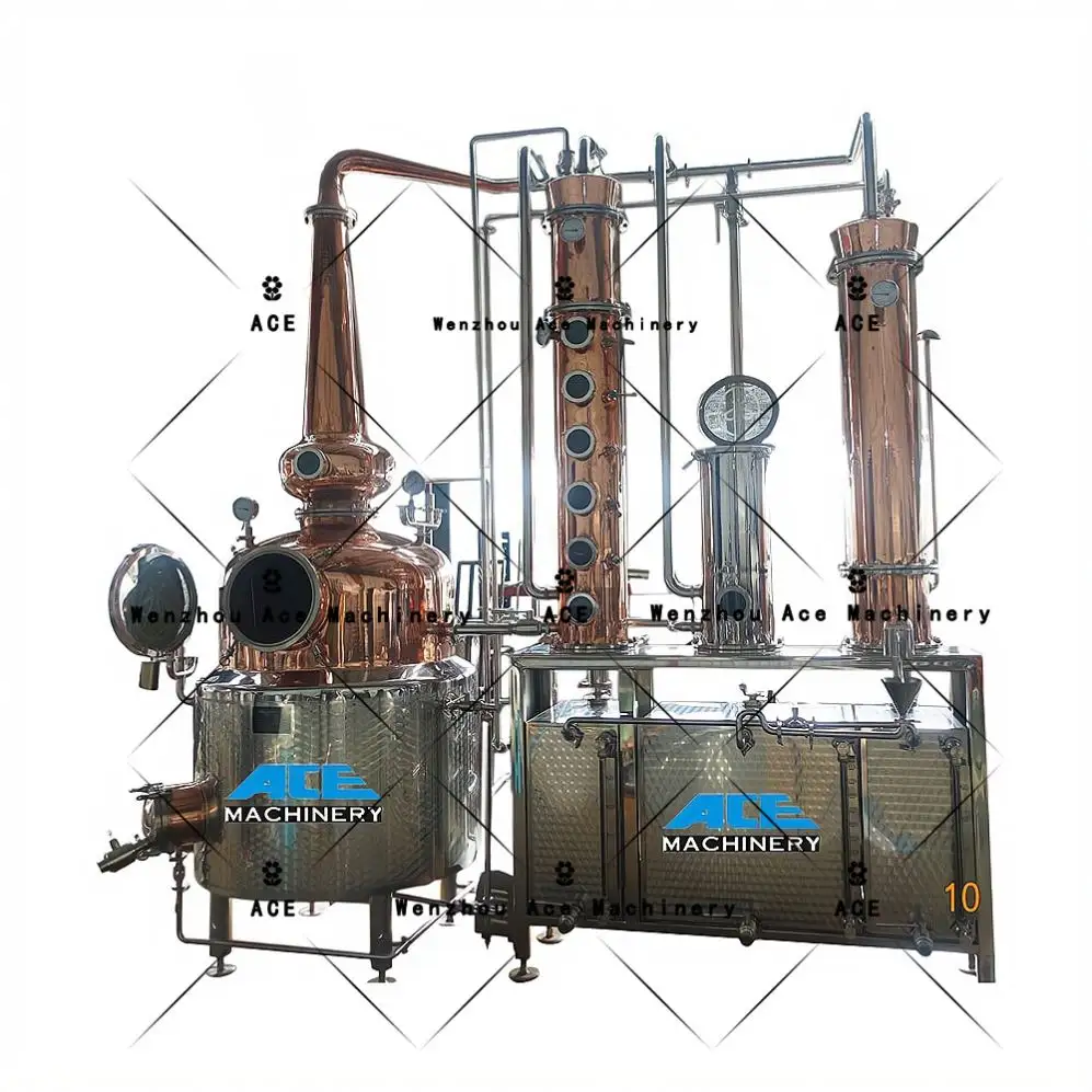 Alembic Distillery Equipment Copper Still Column Distilled Whiskey Production Line Alcohol Distiller
