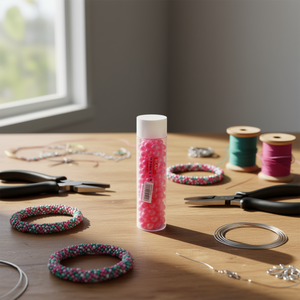 Perline Ilan Abalorio da 6 mm rosa per la creazione di gioielli, 12 pezzi per tubo - Product Image 2