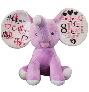 Custom Wholesale Stuffed Animal Elephant Keepsake Sublimation Print Personalized On Big Ear Baby Gift Toys