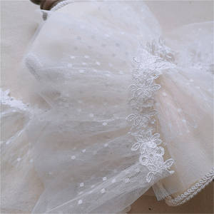Largeur 12cm <span class=keywords><strong>blanc</strong></span> plissé maille dentelle bord garniture robe de mariée jupe vêtements tissu couture bricolage artisanat - Product Image 6